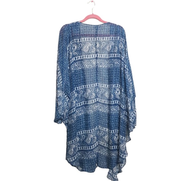 Amuse Society Evermore Blue Kimono Cardigan Swim Coverup Boho Kimono XS/S - Picture 5 of 11